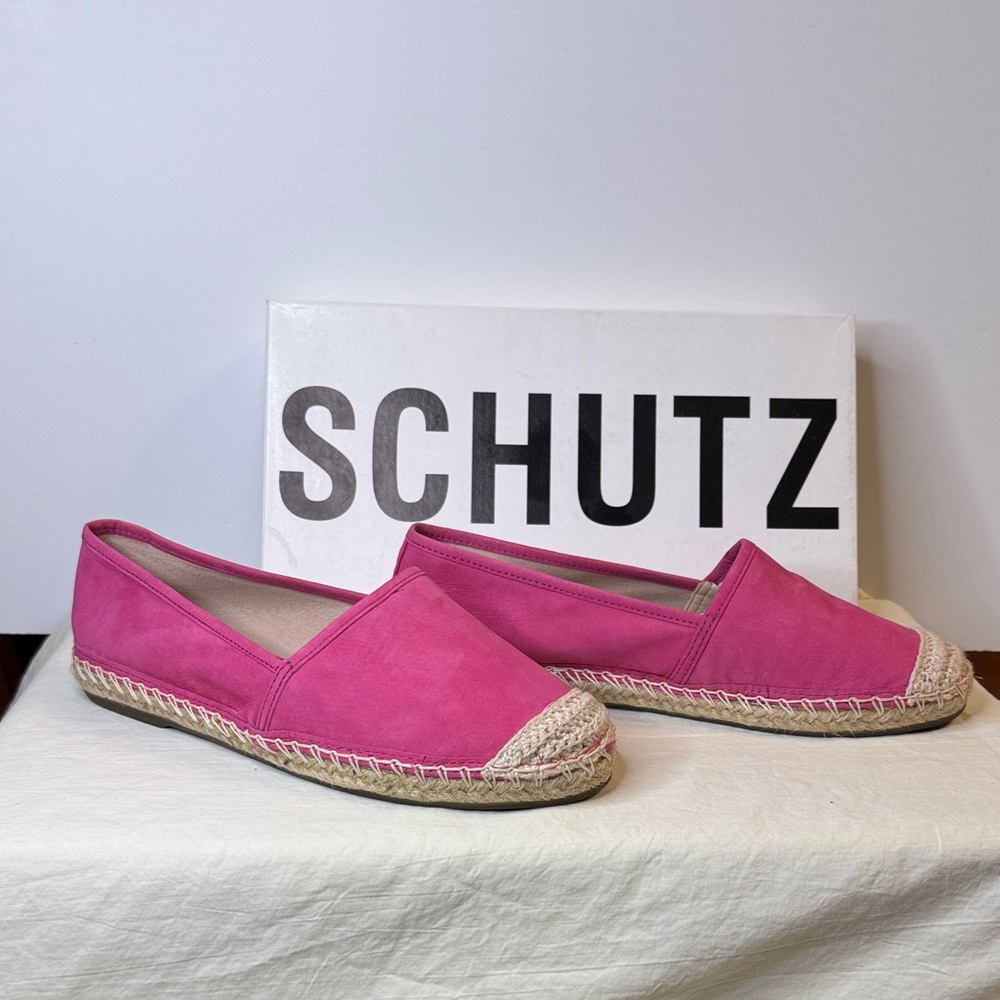 SCHUTZ Hot Pink Suede Espadrille Flats